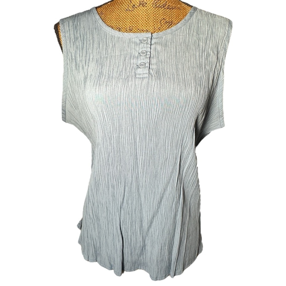 Islander light blue sleeveless ruched shirt rayon blend Women’s size XL | a15